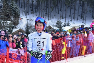 Na snímke slovenská slalomárka Petra Vlhová v cieli druhého kola obrovského slalomu žien Európskeho pohára v alpskom lyžovaní v Jasnej.