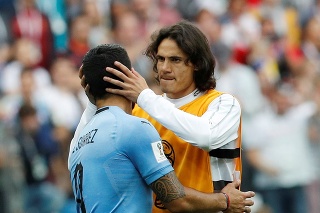 Dve hviezdy Uruguaja. Zľava  Luis Suarez a Edinson Cavani.