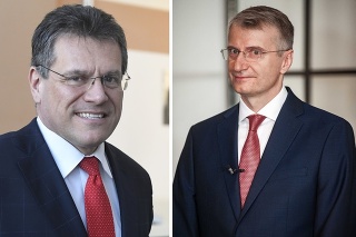 Za favoritov volieb sa považujú Maroš Šefčovič a Róbert Mistrík (vpravo).