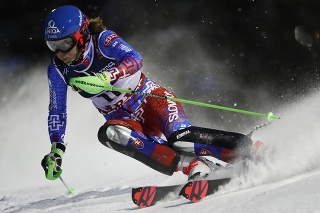Petra Vlhová počas slalomu na svahu.