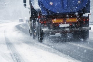 Trucks on the winter highway