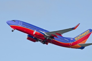 Seattle, Washington - November 7, 2011: Southwest Airlines Boeing commercial passenger jet taking off from Seattle-Tacoma International Airport