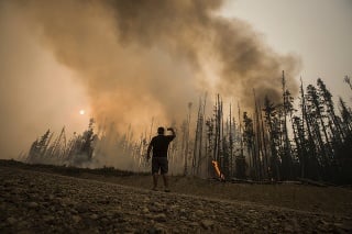 Požiar lesa v Britskej Kolumbii.