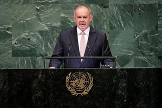 Prezident Kiska počas prejavu na Valnom zhromaždení OSN v New Yorku