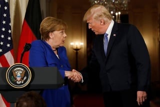 Angela Merkelová a Donald Trump počas tlačovej konferencie