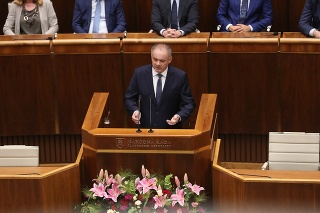 Prezident Andrej Kiska počas prejavu o stave republiky.