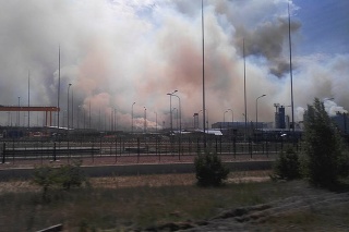Lesný požiar v blízkosti jadrovej elektrárne Černobyľ.