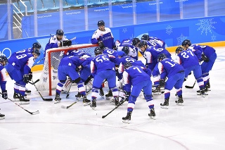 Na snímke slovenskí hokejisti.