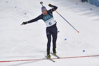 Slovenská biatlonistka Anastasia Kuzminová v cieli.