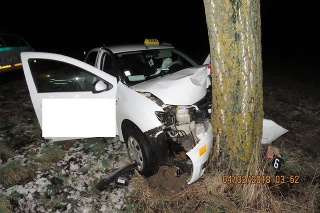 Taxikár Jozef († 43) s autom narazil do stromu, zomrel na mieste.