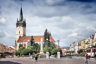 Presov: Tourists visit Old Town in Presov, Slovakia. It is the 3rd largest city of Slovakia with 97,000 inhabitants.