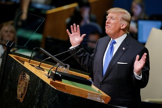 Donald Trump počas prejavu na Valnom zhromaždení OSN.