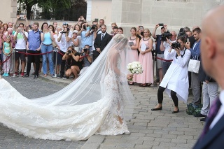 Dominika Cibulková vo svadobných šatách.