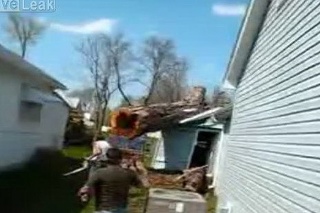 Zrezaný strom padol na dom.