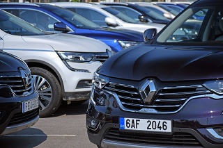 Samorin, Slovakia - 21 June, 2016: Renault Koleos vehicles on the parking before the test drives. The Koleos is the largest SUV vehicle in Renault offer.