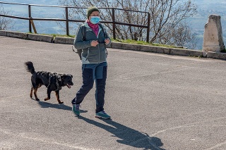 Woman wearing face mask due to Covid-19, Slovenia, Europe. Nikon D3x
