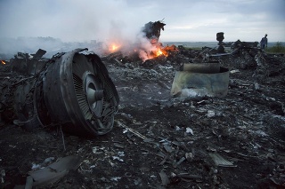 Trosky zostreleného malajzijského lietadla na Ukrajine