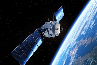 Satellite In Space. 3D Scene.