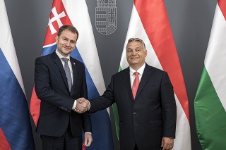 Maďarský premiér Viktor Orbán (vpravo) a slovenský premiér Igor Matovič