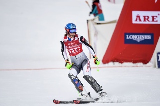 Slovenka Petra Vlhová reaguje v cieli 2. kola slalomu Svetového pohára alpských lyžiarok vo švédskom stredisku Are v sobotu 13. marca 2021.