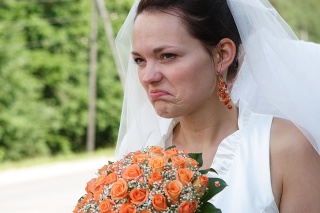 Funny expression of unhappy bride