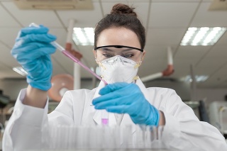 Female scientist working in the CDC laboratory.