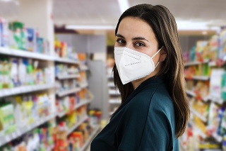 Young Customer Woman Shopping In Face Mask