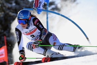 Petra Vlhová v 1. kole obrovského slalomu.