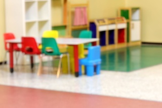 inside a kindergarten intentionally out of focus without people