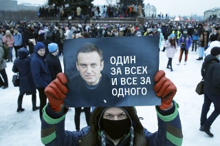 Protest proti zatknutiu Navaľného v Petrohrade.
