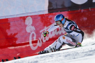 Slovenská lyžiarka Petra Vlhová na trati super-G v alpskej kombinácii žien na majstrovstvách sveta v alpskom lyžovaní v talianskom stredisku Cortina d'Ampezzo.