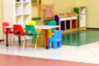 inside a kindergarten intentionally out of focus without people