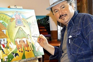 Šikovný výtvarník Miro Potoma sa zameriava na život na našom vidieku. Cena obrazu: 500€
