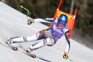 Na snímke slovenská lyžiarka Petra Vlhová v cieli v super-G žien Svetového pohára v alpskom lyžovaní v rakúskom St. Antone 10. januára 2021.