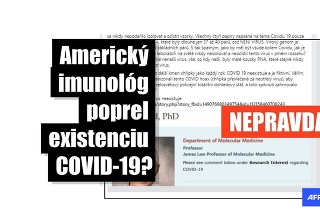 Nie je pravda, že americký vedec spochybnil ochorenie COVID-19