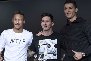 Neymar, Lionel Messi a Cristiano Ronaldo.