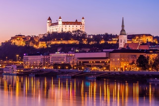 Beautiful night shot of Bratislava city, Slovakia