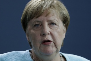  Nemecká kancelárka Angela Merkelová počas tlačovej konferencie v kancelariáte v Berlíne po videostretnutí Európskej rady k situácii v Bielorusku. 