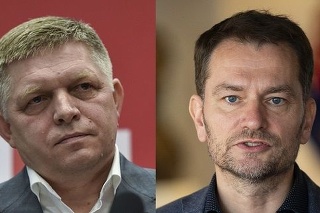 Vľavo expremiér Fico, vpravo premiér Matovič.