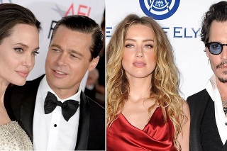 Vľavo Brad Pitt a Angelia Jolie, vpravo Amber Heard a Johnny Depp.
