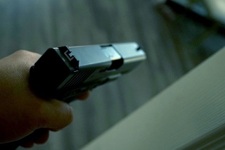 close up shot of hand gun