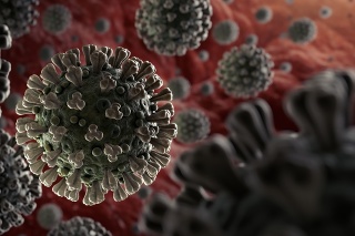 Microscopic illustration of the spreading 2019 corona virus that was discovered in Wuhan, China. The image is an artisic but scientific interpretation, with all relevant surface details of this particular virus in place, including Spike Glycoproteins, Hemagglutinin-esterase, E- and M-Proteins and Envelope.