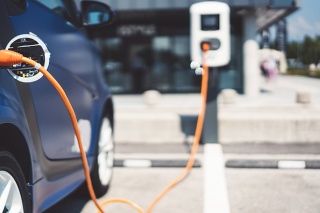 Electric car in the city