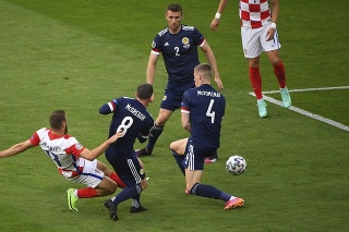 Zápas ME vo futbale medzi Škótskom a Chorvátskom.