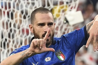 Taliansky obranca Leonardo Bonucci po vyrovnávajúcom góle vo finále Euro 2020