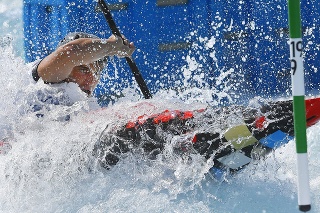 Na snímke reprezentant vo vodnom slalome Jakub Grigar v kvalifikačnej jazde v kategórii K1.