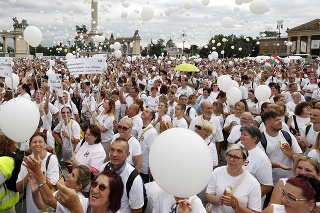 V Budapešti protestovali tisíce zdravotníkov.