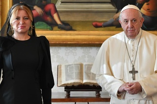 Prezidentka Zuzana Čaputová na stretnutí s pápežom Františkom.