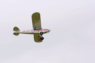 Piper PA-18-150 Super Cub in flight during the Open Day at Tactical Air Force Base Caslav on May 20, 2017 in Caslav.