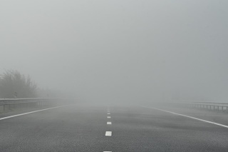 Foggy highway empty road